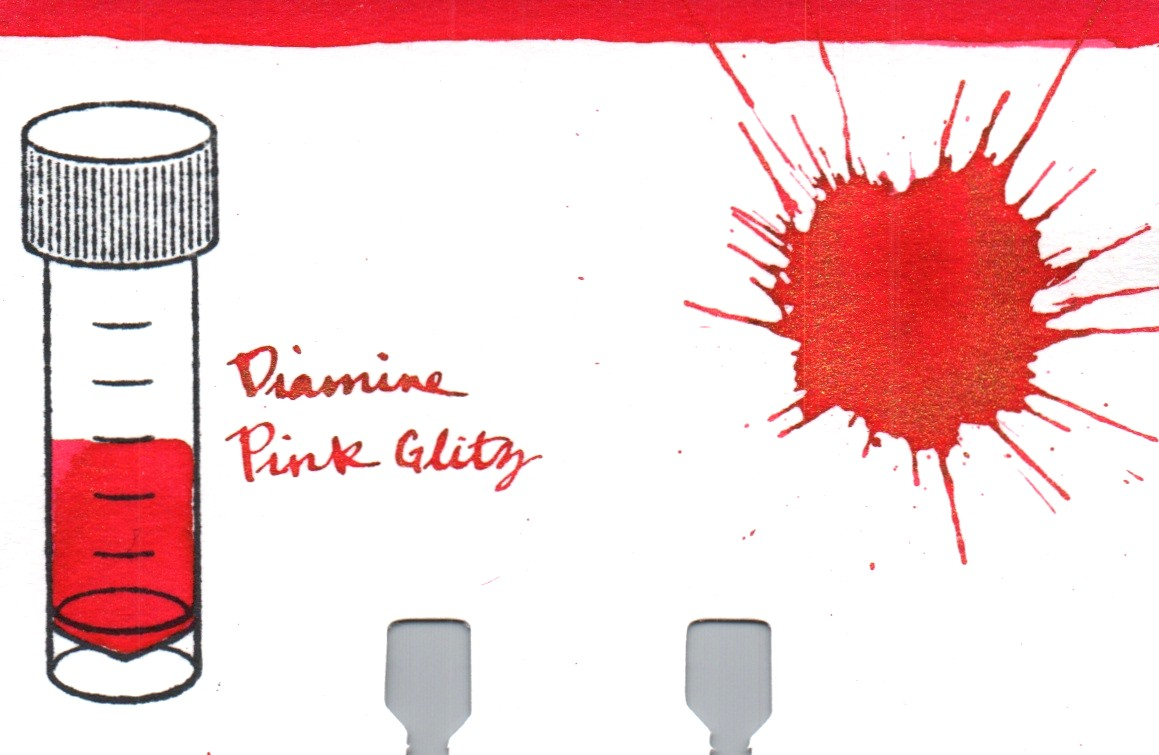 An ink swatch of Diamine – Pink Glitz